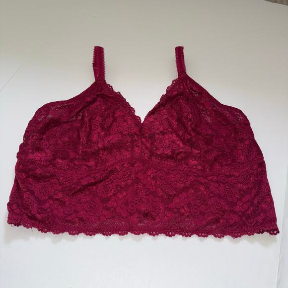 Torrid Lace Bralette Plus Size 3 3X Burgundy Wine Red Longline Wireless Lingerie - Picture 4 of 9